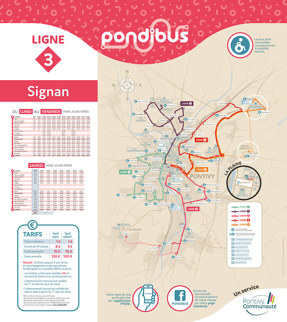 Affiche horaires pour les abribus du Pondibus