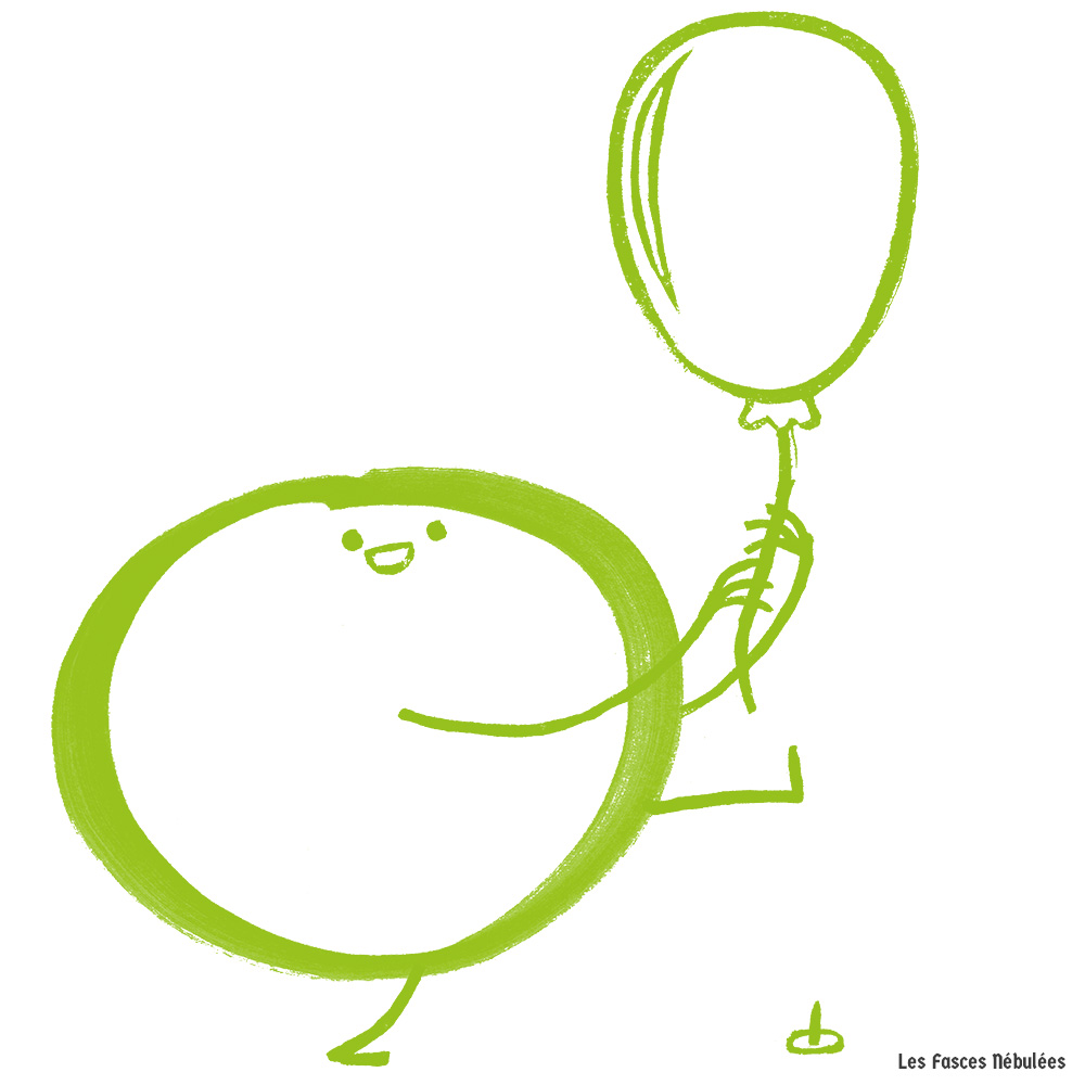 Un môme qui flâne avec son ballon de baudruche
