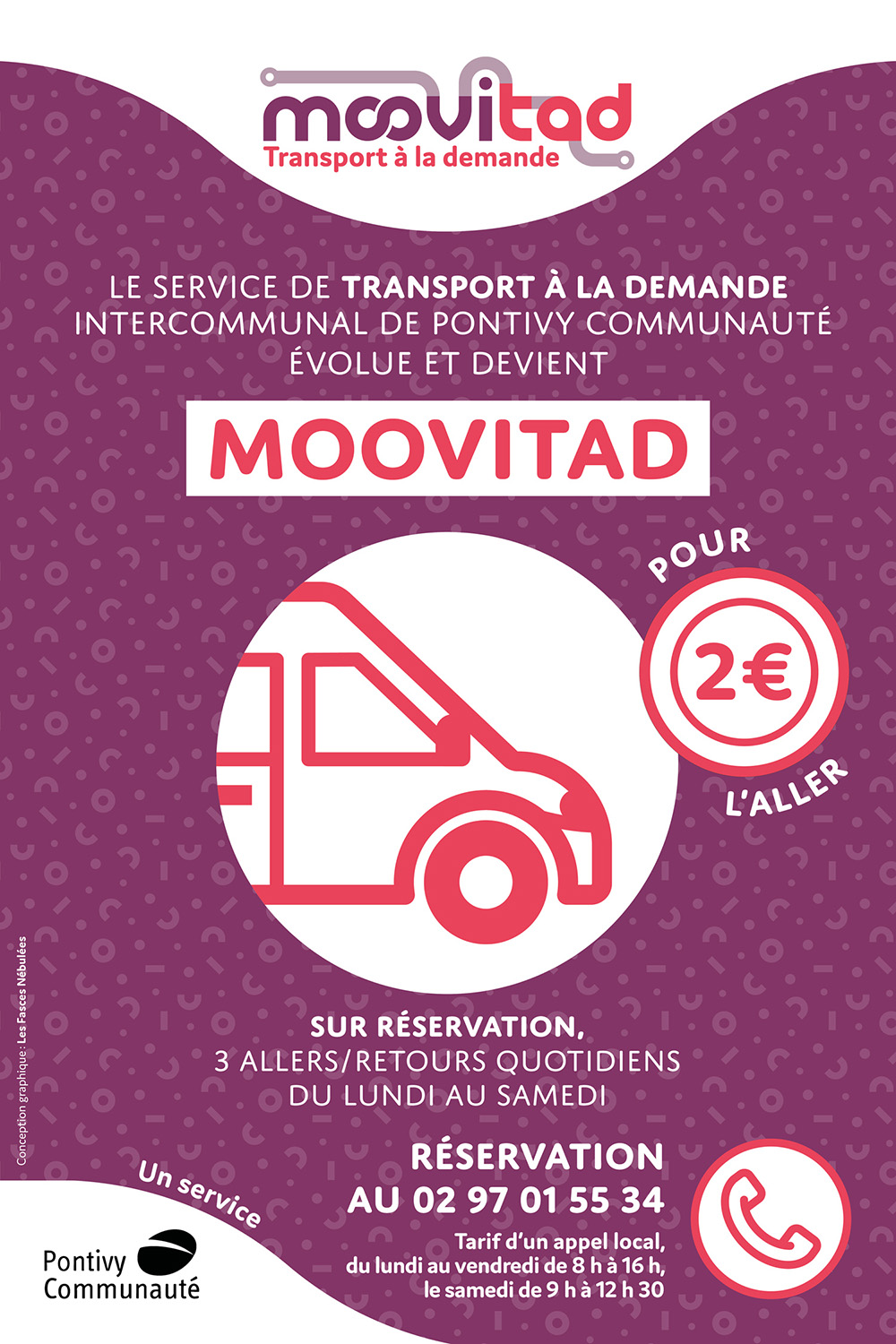 Affiche de lancement du nouveau transport à la demande Ponditad