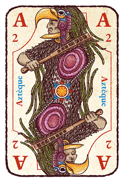 Carte A majuscule avec un guerrier aigle aztèque