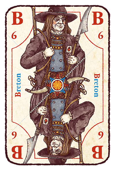 Carte B majuscule avec un chouan breton