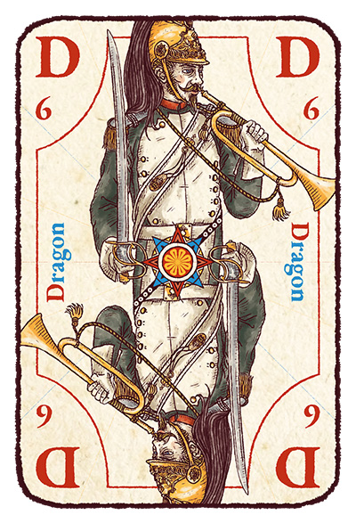 Carte D majuscule avec un dragon de Bonaparte