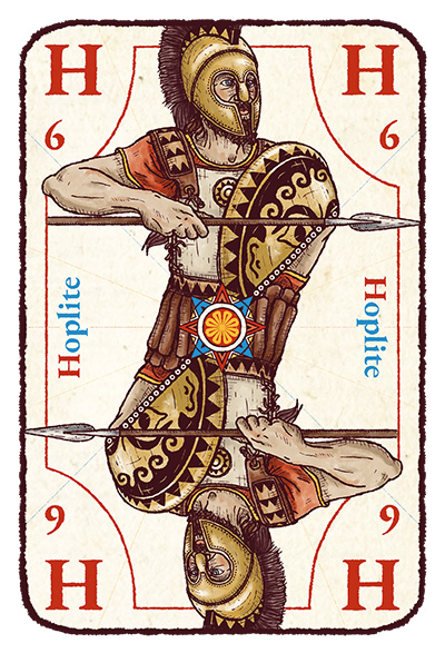 Carte H majuscule avec un hoplite