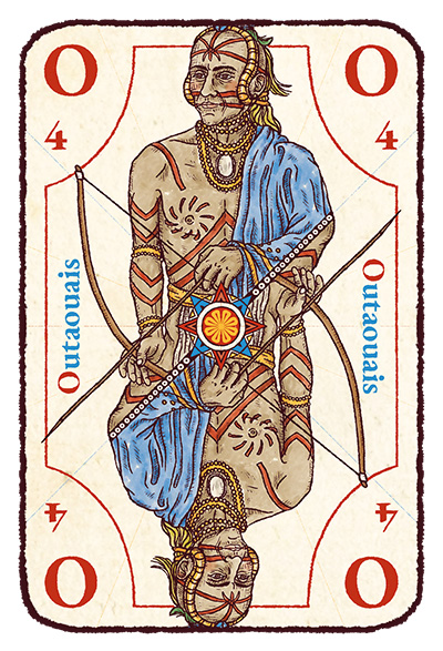 Carte O majuscule avec un guerrier outaouais