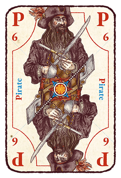 Carte P majuscule avec un pirate
