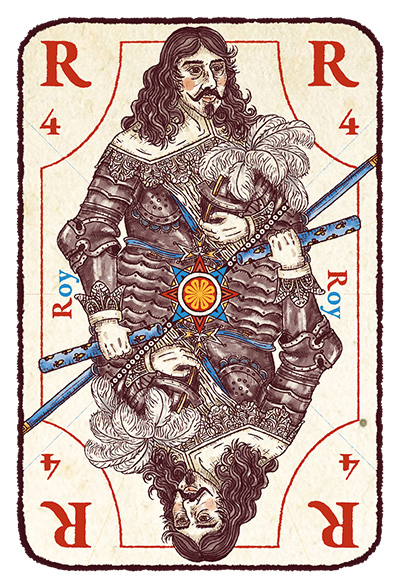 Carte R majuscule avec le roy de France Louis XIII