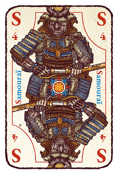 Carte S majuscule avec un samouraï