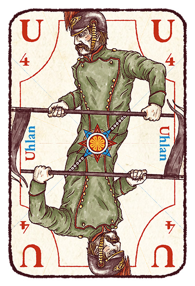 Carte U majuscule avec un uhlan