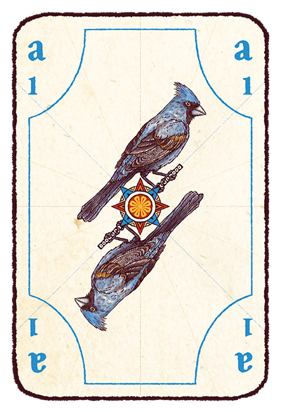 Carte a minuscule avec l'oiseau