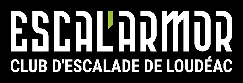 Logo linéaire avec sous-titre sur fond noir d'Escal'Armor - club d'escalade de Loudéac