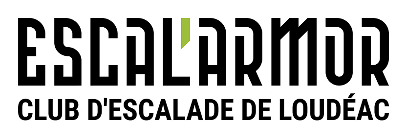 Logo linéaire avec sous-titre sur fond blanc d'Escal'Armor - club d'escalade de Loudéac