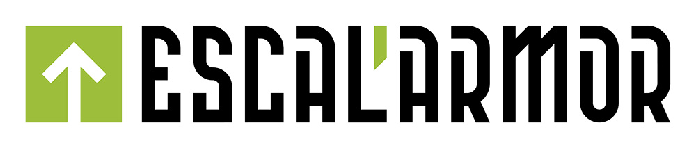 Logo linéaire avec pictogramme sur fond blanc d'Escal'Armor